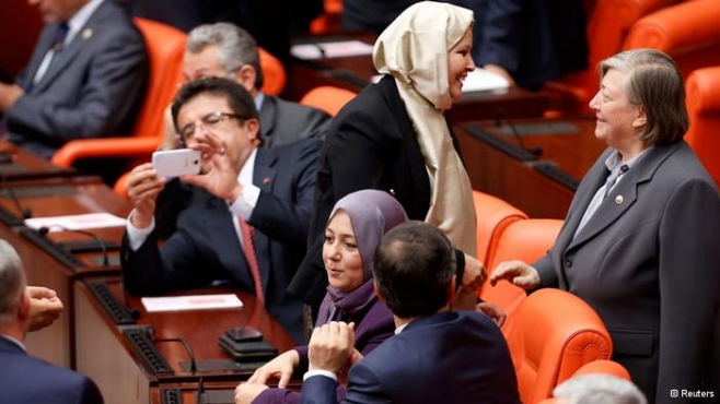 Four Turkish lawmakers enter parliament wearing headscarves